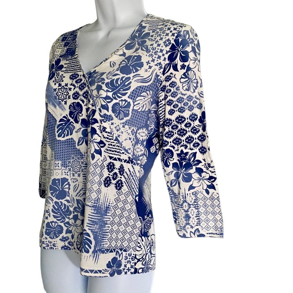 Hearts of Palm Petite Floral Cotton Blend Top Size Petite Small PS NEW - Picture 3 of 7